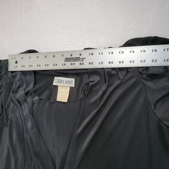 Vintage Cheryl Kaye Black Open-Front Ruched Sleeve Kimono Cardigan Jacket Sz 14 - Picture 4 of 6